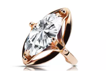 Кольцо Циркон Оригинальное винтажное розовое золото 14 карат Винтаж vrc047r